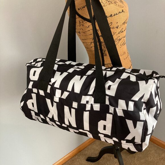 Victoria's Secret PINK Duffel Bag Black/White NWOT - Picture 3 of 15